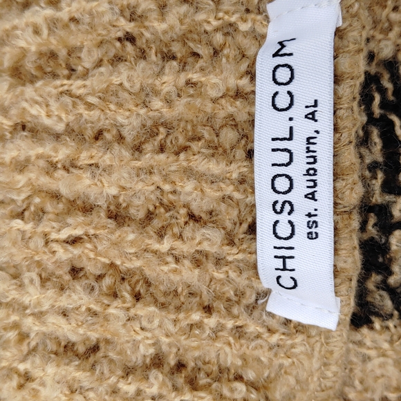 Ladies boutique poncho, CHICSOUL, beige, black/red stripes - Picture 5 of 5